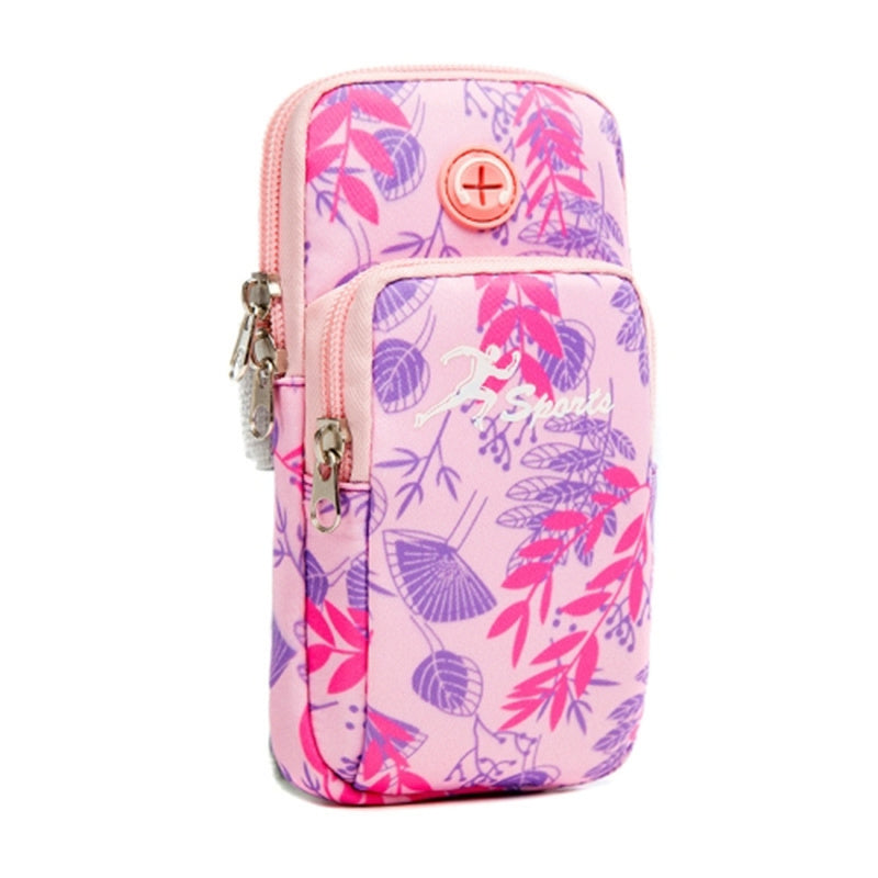 18 x 9cm Arm Band Elastic Phone Holder Flower Pattern Small Item Storage Bag Armband Cell Phones Pouch (Size: L)
