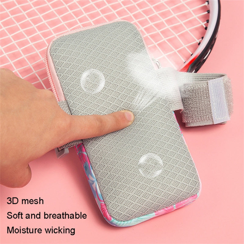 18 x 9cm Arm Band Elastic Phone Holder Flower Pattern Small Item Storage Bag Armband Cell Phones Pouch (Size: L)