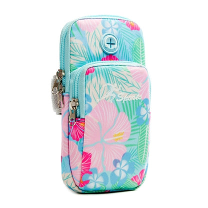 18 x 9cm Arm Band Elastic Phone Holder Flower Pattern Small Item Storage Bag Armband Cell Phones Pouch (Size: L)