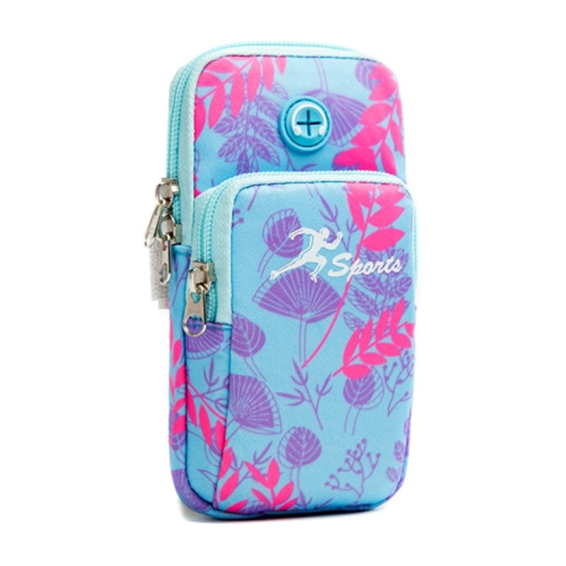 18 x 9cm Arm Band Elastic Phone Holder Flower Pattern Small Item Storage Bag Armband Cell Phones Pouch (Size: L)