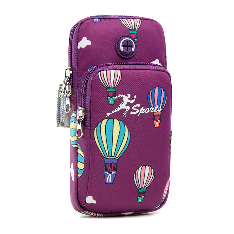 For Cell Phone Below 5.5-inch Hot Air Balloon Pattern Armband Pouch Running Phone Bag, Size S: 16*8cm