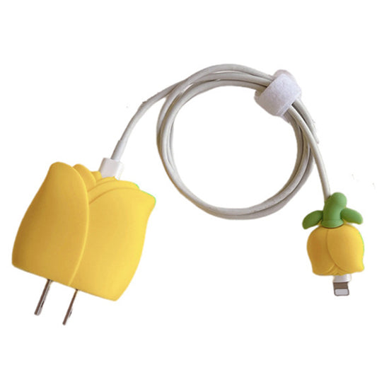 Tulip Series For iPhone 18W / 20W Wall Charger Silicone Protective Case Set with Charging Cable Protector