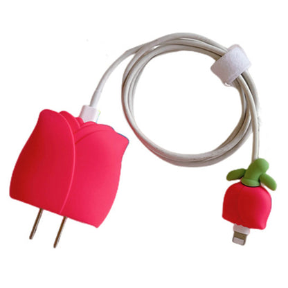 Tulip Series For iPhone 18W / 20W Wall Charger Silicone Protective Case Set with Charging Cable Protector