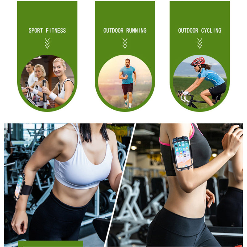 Running Armband for Universal 4-7 Inch Smartphones, 360-degree Rotatable Silicone Wristband Phone Holder