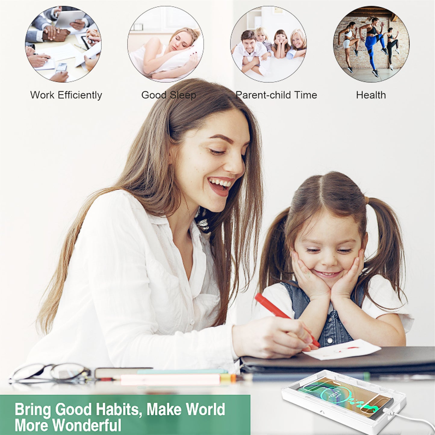 Portable Phone Lock Box Self-Control Locker for Kids Students Adults Focus, Self-Discipline Mobile Phone Box with 2 Keys
