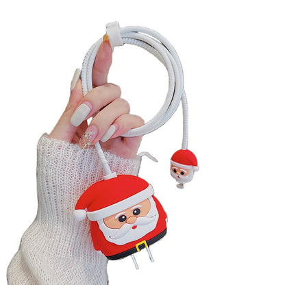 Christmas Style Silicone Cover for iPhone 18W / 20W Wall Charger Protective Case Set with Charging Cable Cover
