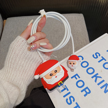 Christmas Style Silicone Cover for iPhone 18W / 20W Wall Charger Protective Case Set with Charging Cable Cover