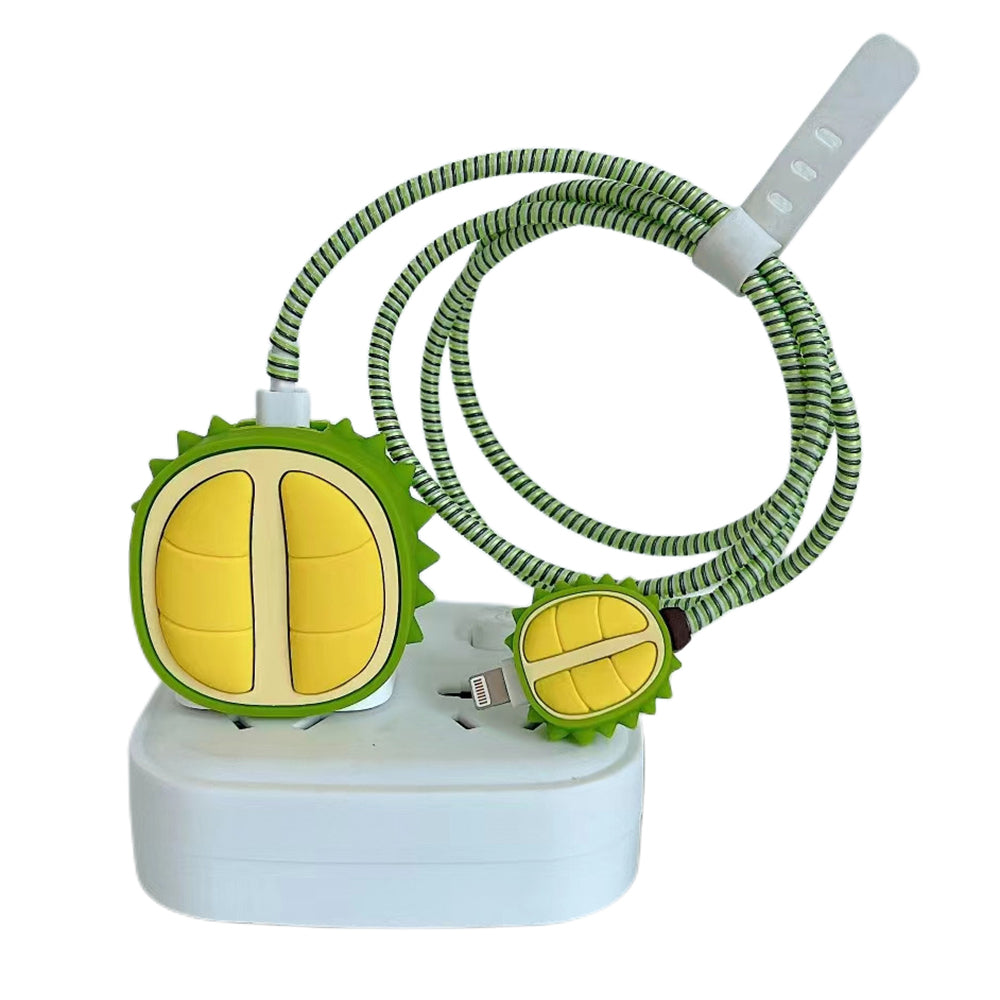 Durian Style For iPhone 18W / 20W Wall Charger Anti-Drop Silicone Case Set with Charging Cable Protector