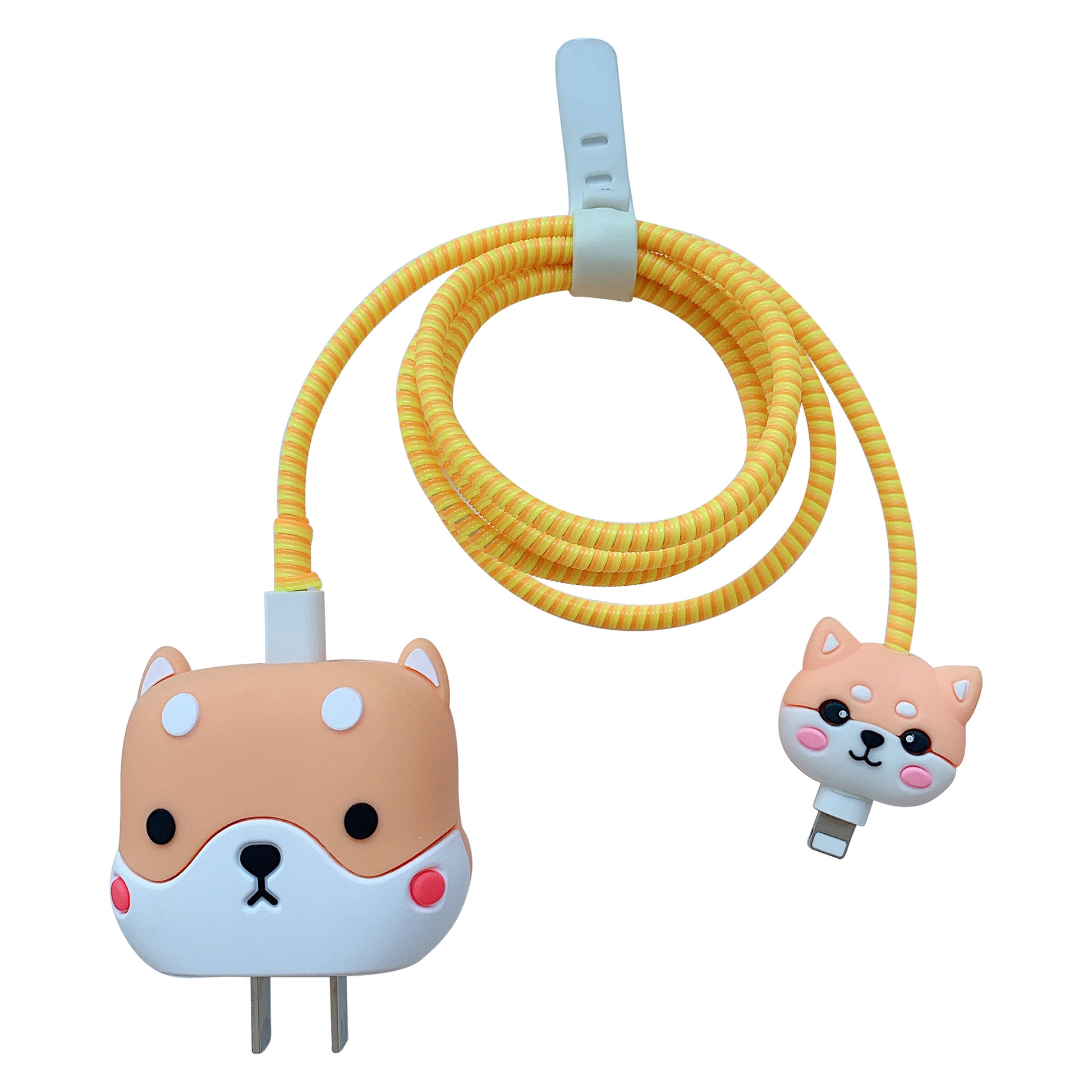 Cartoon Style Protective Case for iPhone 18W / 20W Charger Block Silicone Cover Set with Charging Cable Case