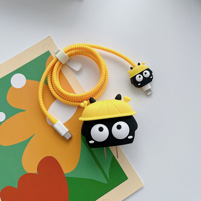 Cartoon Style Protective Case for iPhone 18W / 20W Charger Block Silicone Cover Set with Charging Cable Case