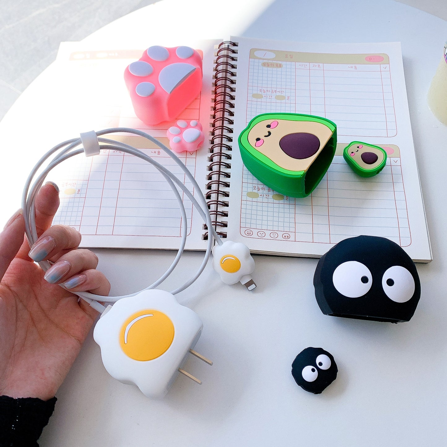 Cartoon Style Protective Case for iPhone 18W / 20W Charger Block Silicone Cover Set with Charging Cable Case
