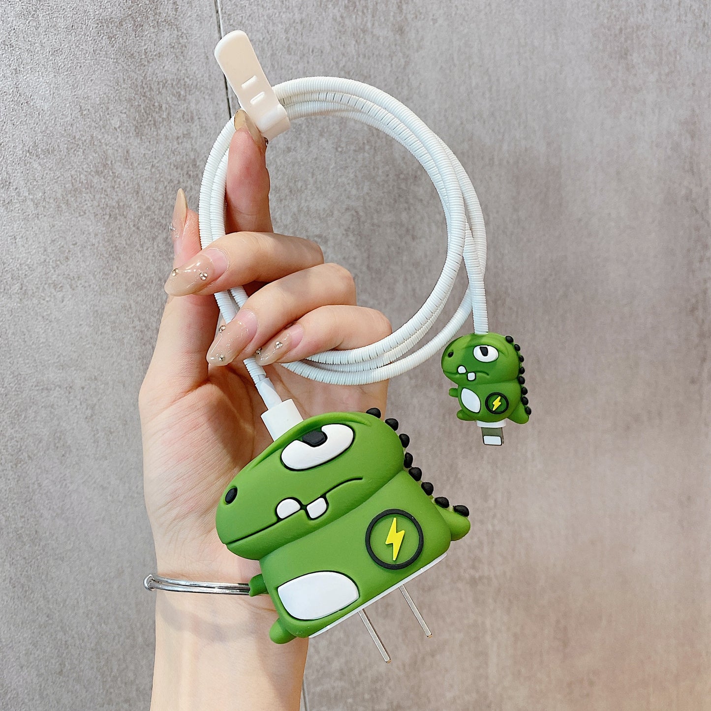 Cartoon Style Protective Case for iPhone 18W / 20W Charger Block Silicone Cover Set with Charging Cable Case
