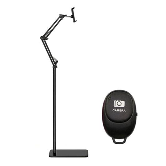 Phone Floor Stand 155cm Adjustable Metal+ABS Phone Holder Mount with Bluetooth Remote for 5.5-9cm Width Devices