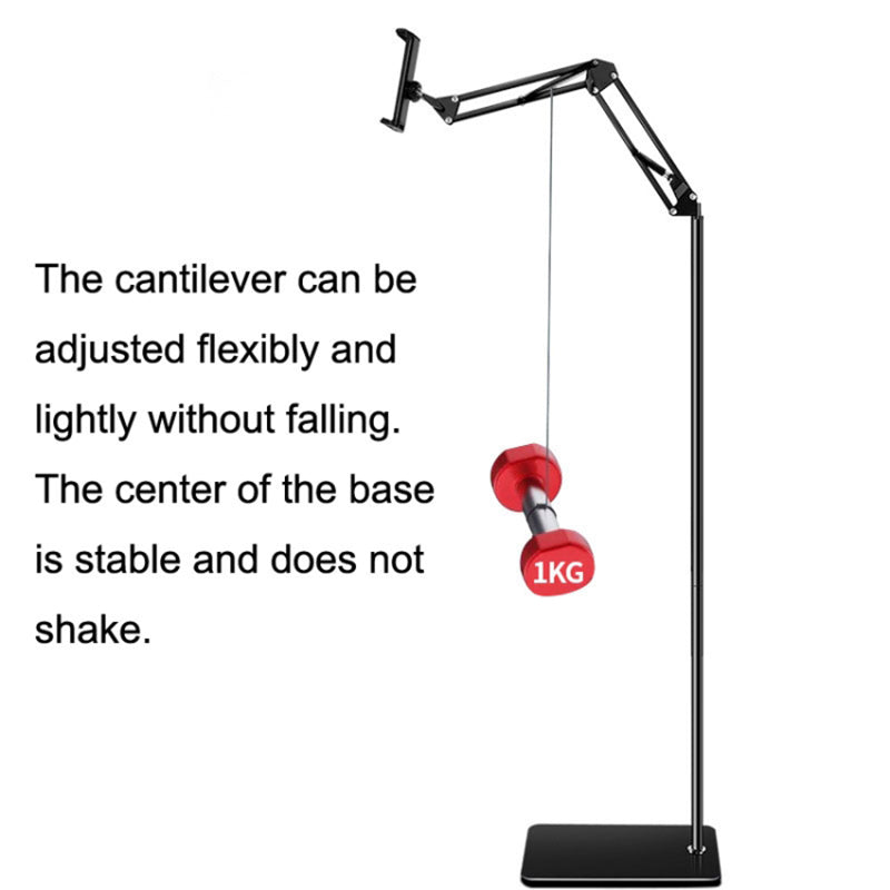 Tablet Floor Stand Overhead Bed Phone Mount 175cm Adjustable Metal+ABS Lazy Bracket for 11.5-19cm Width Devices