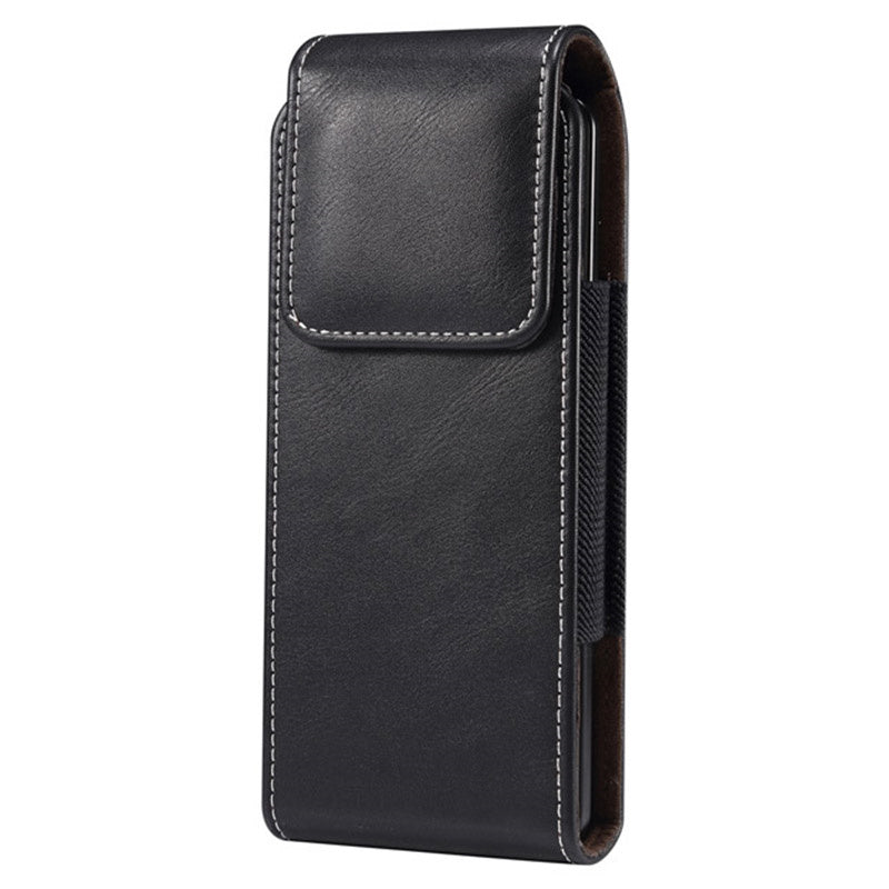 Vertical Flip PU Leather Cell Phone Waist Bag Belt Loop Pouch for Folding Phones, Size L: 170*78*25mm