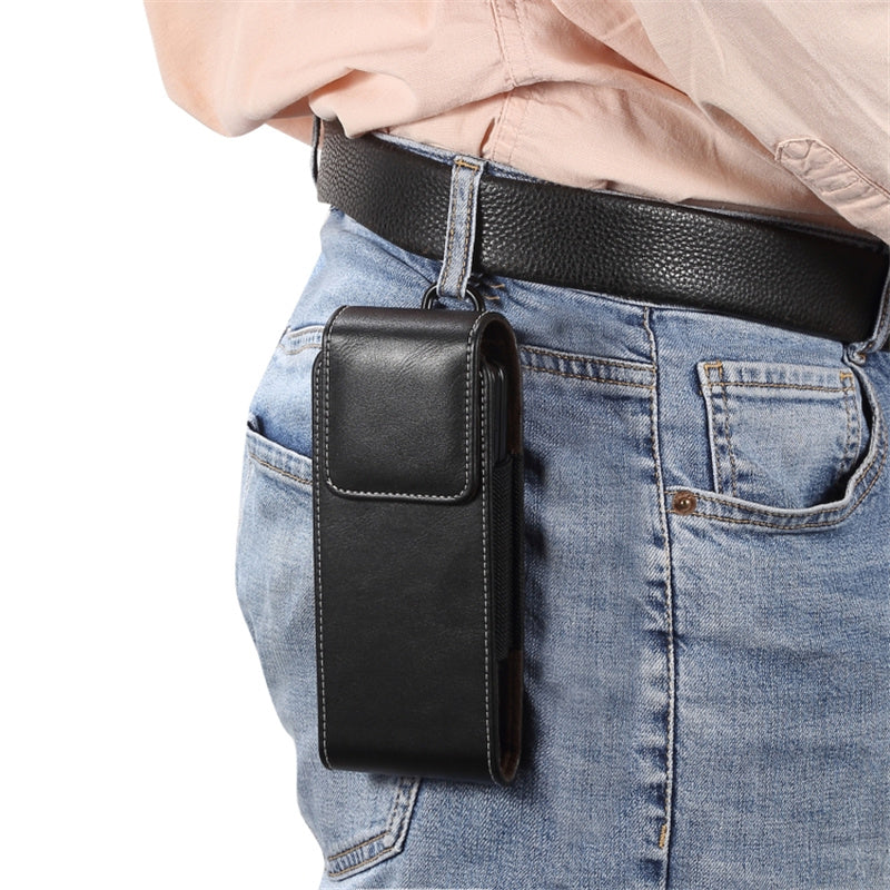 Vertical Flip PU Leather Cell Phone Waist Bag Belt Loop Pouch for Folding Phones, Size L: 170*78*25mm