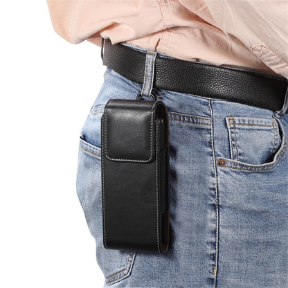Vertical Flip PU Leather Cell Phone Waist Bag Belt Loop Pouch for Folding Phones, Size L: 170*78*25mm