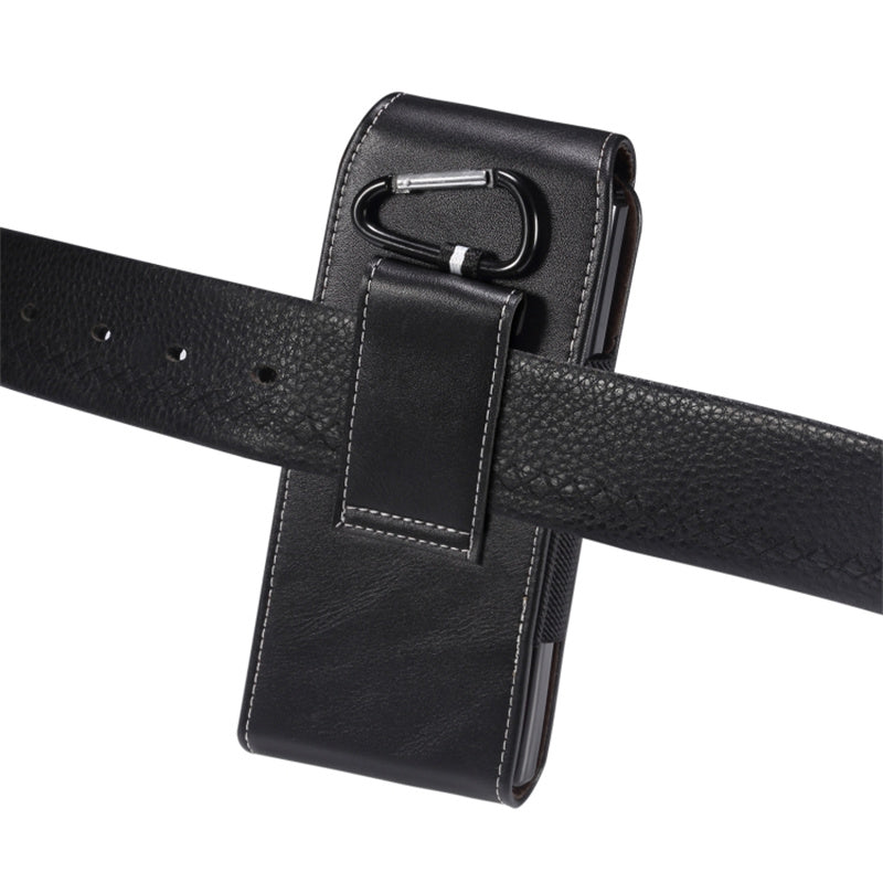 Vertical Flip PU Leather Cell Phone Waist Bag Belt Loop Pouch for Folding Phones, Size L: 170*78*25mm