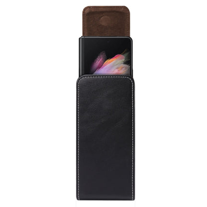 Vertical Flip PU Leather Cell Phone Waist Bag Belt Loop Pouch for Folding Phones, Size L: 170*78*25mm