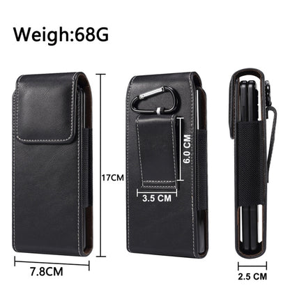 Vertical Flip PU Leather Cell Phone Waist Bag Belt Loop Pouch for Folding Phones, Size L: 170*78*25mm