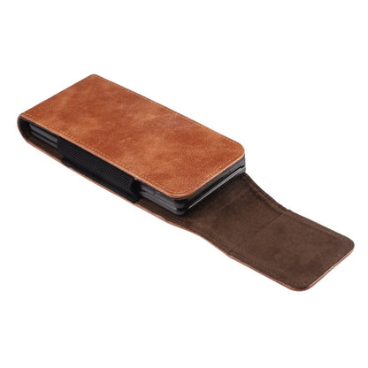Vertical Flip PU Leather Cell Phone Waist Bag Belt Loop Pouch for Folding Phones, Size L: 170*78*25mm