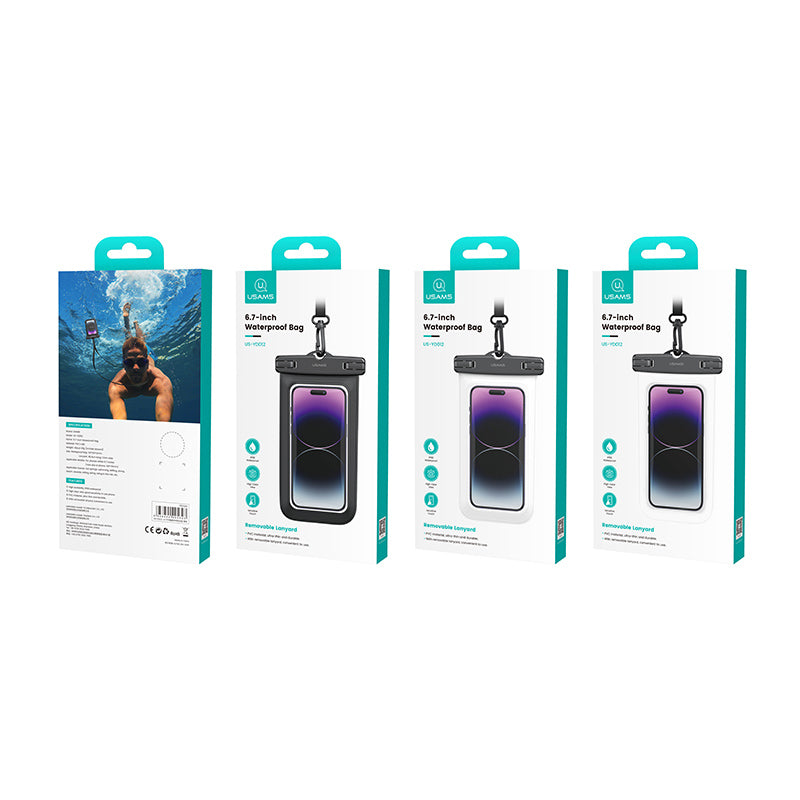 USAMS US-YD012 6.7-inch IP68 Waterproof Phone Bag PVC Touch Screen Rafting Diving Phone Pouch