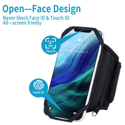 Detachable 4-Claw Silicone Strap 4.5-7inch Phone Holder Fitness Cycling Running Armband Zipper Bag