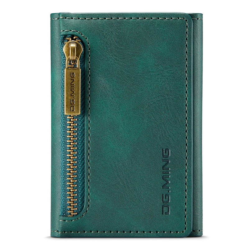 DG.MING M5 Series RFID Blocking Wallet with Zippered Pouch Multi-Layer Card Holder Coin Purse Bag