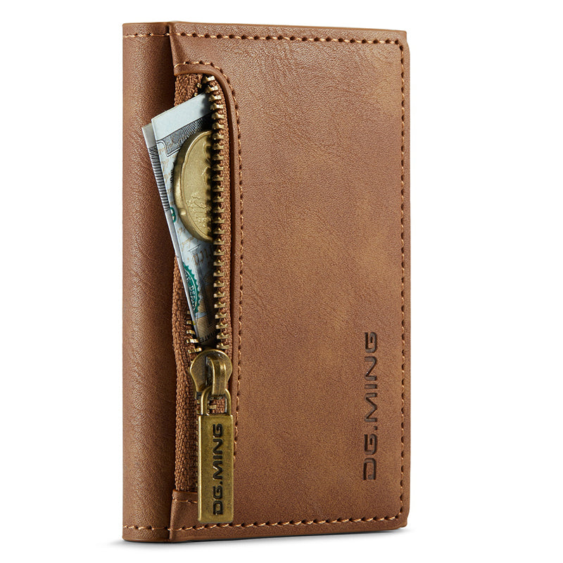 DG.MING M5 Series RFID Blocking Wallet with Zippered Pouch Multi-Layer Card Holder Coin Purse Bag