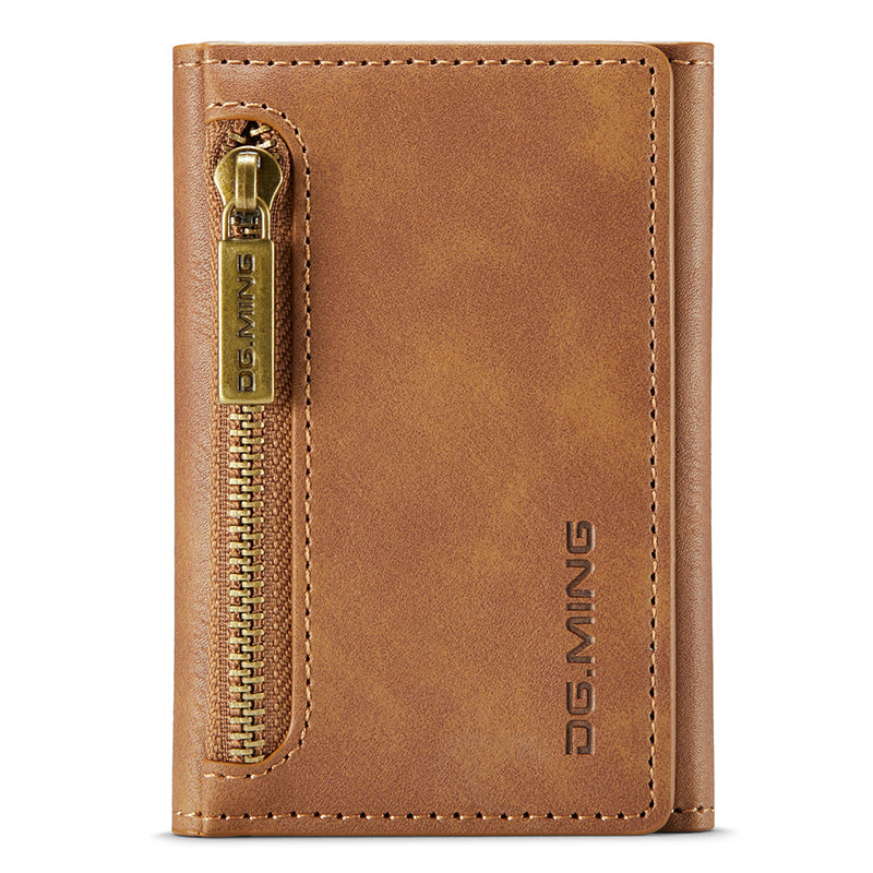 DG.MING M5 Series RFID Blocking Wallet with Zippered Pouch Multi-Layer Card Holder Coin Purse Bag