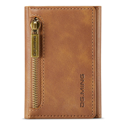 DG.MING M5 Series RFID Blocking Wallet with Zippered Pouch Multi-Layer Card Holder Coin Purse Bag