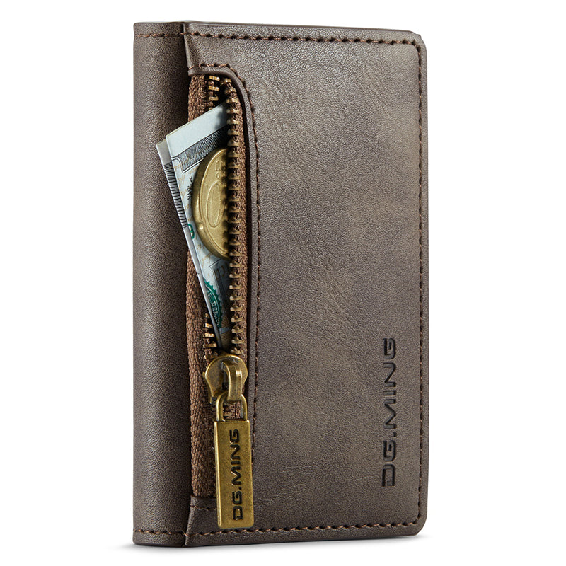 DG.MING M5 Series RFID Blocking Wallet with Zippered Pouch Multi-Layer Card Holder Coin Purse Bag