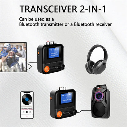BR05 2 in 1 Wireless Bluetooth Transmitter Receiver 5 EQ Modes Audio Adapter with 3.5mm AUX RCA TF Port