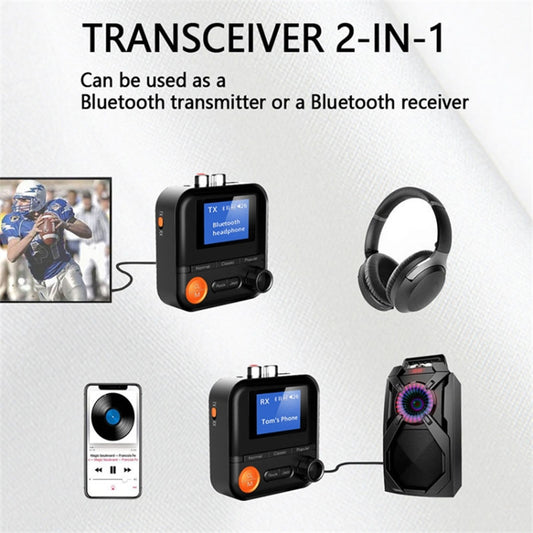 BR05 2 in 1 Wireless Bluetooth Transmitter Receiver 5 EQ Modes Audio Adapter with 3.5mm AUX RCA TF Port