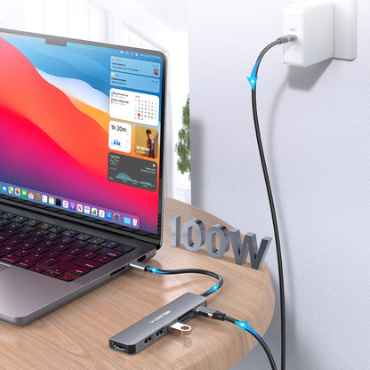 LENTION CE18HCR Cloud Ala Series Portable USB Hub Adapter Type-C Docking Station with USB+HD 4K / 30Hz+SD / TF+PD 100W