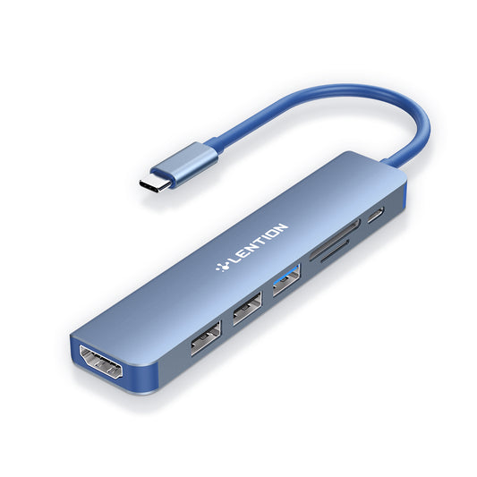 LENTION CE18HCR Cloud Ala Series Portable USB Hub Adapter Type-C Docking Station with USB+HD 4K / 30Hz+SD / TF+PD 100W