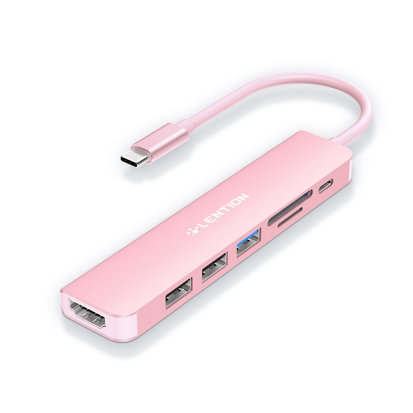 LENTION CE18HCR Cloud Ala Series Portable USB Hub Adapter Type-C Docking Station with USB+HD 4K / 30Hz+SD / TF+PD 100W