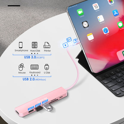 LENTION CE18HCR Cloud Ala Series Portable USB Hub Adapter Type-C Docking Station with USB+HD 4K / 30Hz+SD / TF+PD 100W