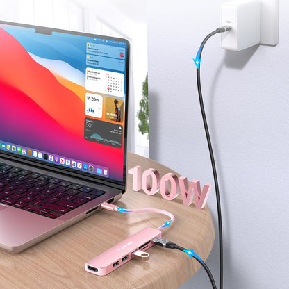 LENTION CE18HCR Cloud Ala Series Portable USB Hub Adapter Type-C Docking Station with USB+HD 4K / 30Hz+SD / TF+PD 100W