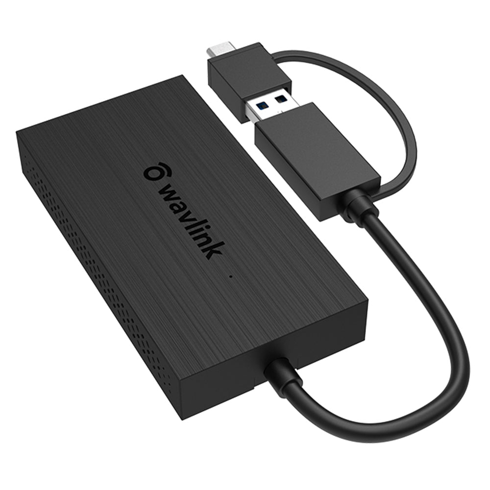 WAVLINK UG7602HC Portable USB3.0 / USB-C to Dual HD Display Adapter 4K Expansion Graphics Card Sync Screen Expander