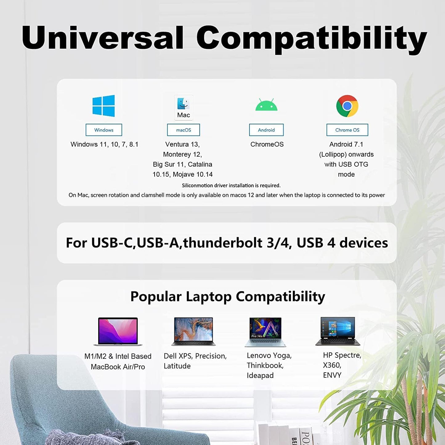 WAVLINK UG7602HC Portable USB3.0 / USB-C to Dual HD Display Adapter 4K Expansion Graphics Card Sync Screen Expander