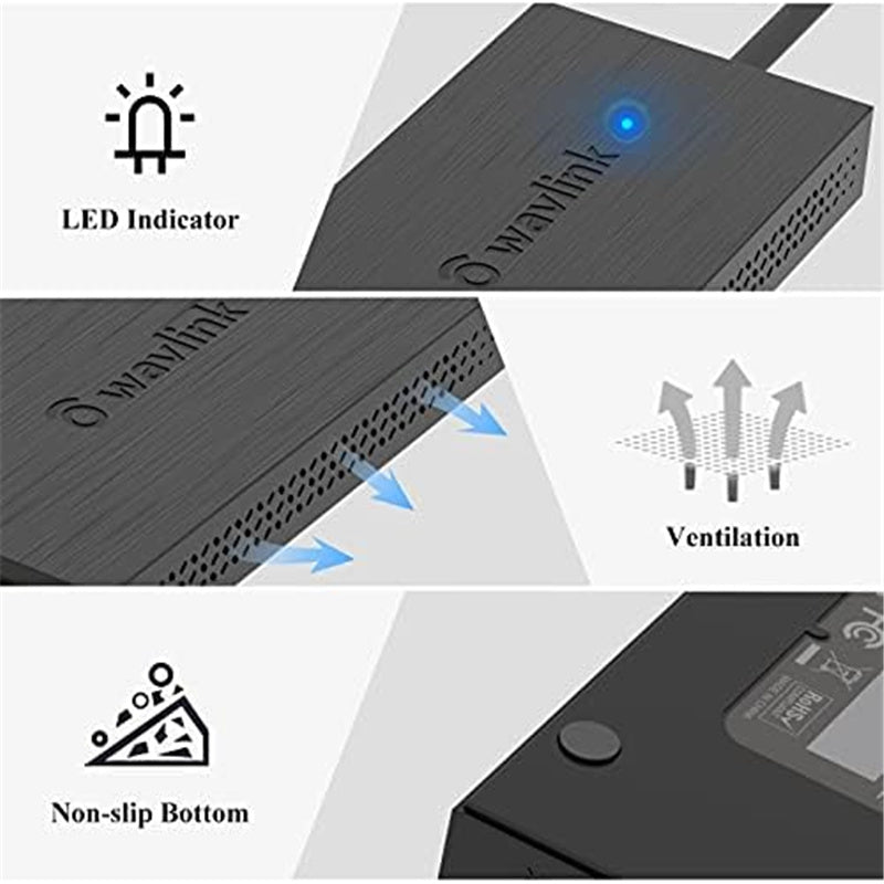 WAVLINK UG7602HC Portable USB3.0 / USB-C to Dual HD Display Adapter 4K Expansion Graphics Card Sync Screen Expander