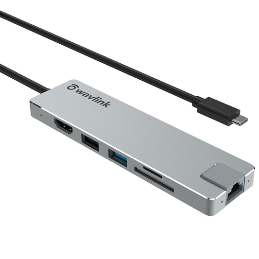 WAVLINK UHP3409 7-in-1 Type-C PC HUB Converter USB-C Docking Station with HD 4K / 30Hz, PD 100W, SD / TF Card Slot
