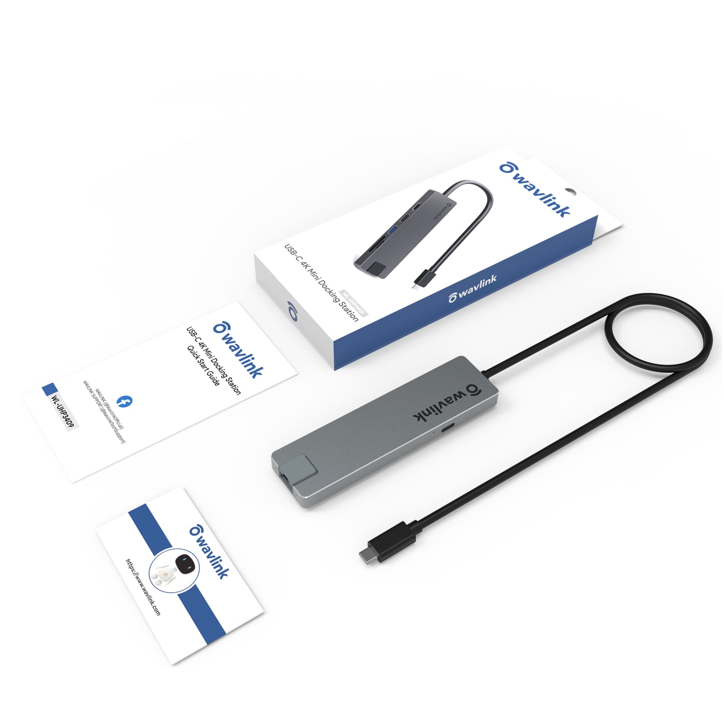WAVLINK UHP3409 7-in-1 Type-C PC HUB Converter USB-C Docking Station with HD 4K / 30Hz, PD 100W, SD / TF Card Slot