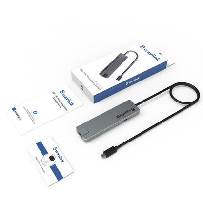 WAVLINK UHP3409 7-in-1 Type-C PC HUB Converter USB-C Docking Station with HD 4K / 30Hz, PD 100W, SD / TF Card Slot