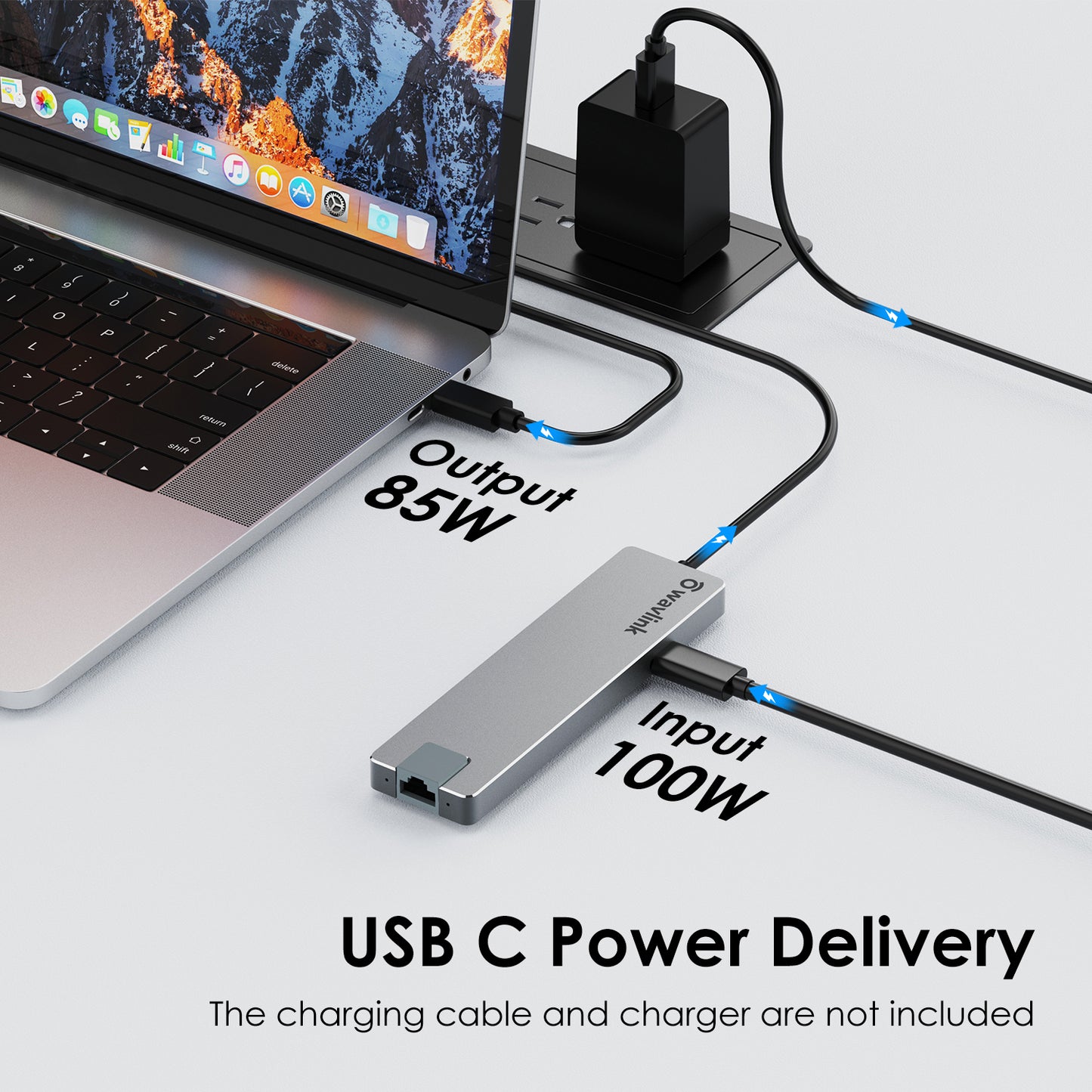 WAVLINK UHP3409 7-in-1 Type-C PC HUB Converter USB-C Docking Station with HD 4K / 30Hz, PD 100W, SD / TF Card Slot