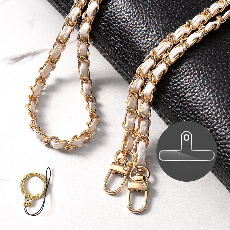 Purse Chain Strap 120cm Phone Crossbody Bag Chains Handbag Shoulder Leather Strap with Metal Buckles