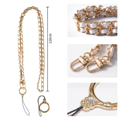 Purse Chain Strap 120cm Phone Crossbody Bag Chains Handbag Shoulder Leather Strap with Metal Buckles