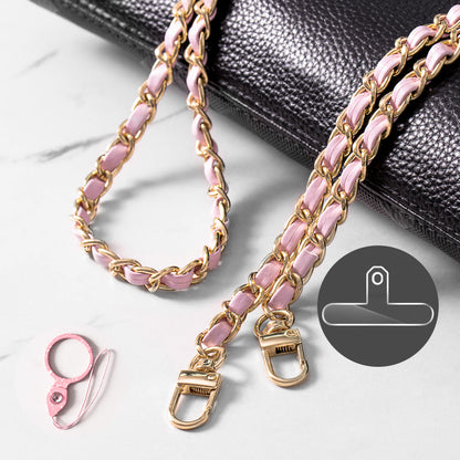 Purse Chain Strap 120cm Phone Crossbody Bag Chains Handbag Shoulder Leather Strap with Metal Buckles