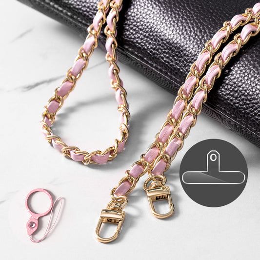 Purse Chain Strap 120cm Phone Crossbody Bag Chains Handbag Shoulder Leather Strap with Metal Buckles